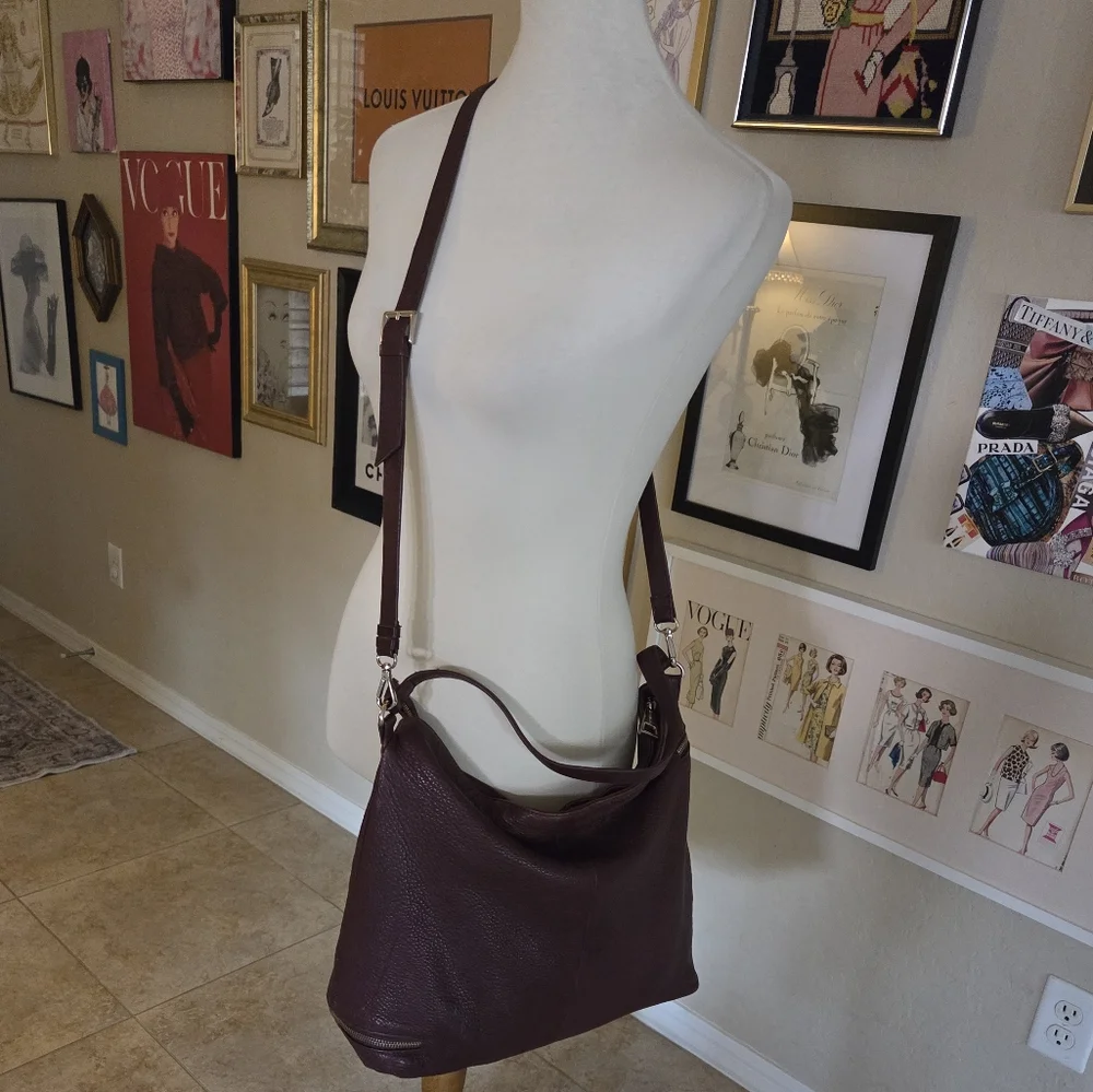 Kelsi Dagger Brooklyn Cranberry Pebbled Leather Hobo‎ Bag